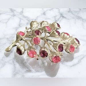Vintage 1962 “Wisteria” Sarah Coventry Signed Pink & Purple Silver-Tone Brooch